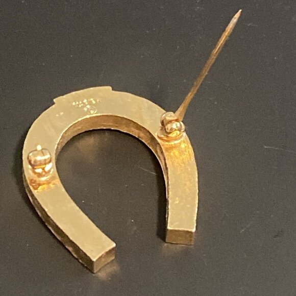 Rare Vintage Napier Signed Horseshoe Brooch Pin Gold Tone Equestrian Horse Retro - Picture 7 of 15